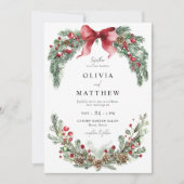 クリスマスグリーン結婚リーの冬招待状 招待状 (正面)