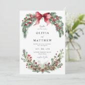 クリスマスグリーン結婚リーの冬招待状 招待状 (スタンド正面)
