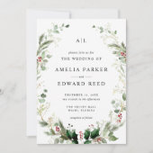 クリスマスグリーン結婚リー 招待状 (正面)