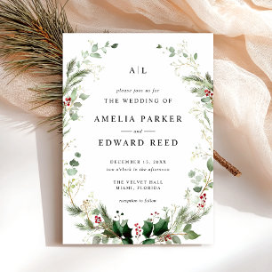 クリスマスグリーン結婚リー 招待状