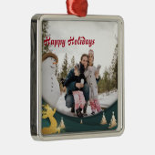 クリスマスグリーン縁どカスタムの家族写真 メタルオーナメント (右)