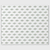 クリスマスグリーン葉リーズとレッドベリー ラッピングペーパー (フラット)