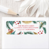 クリスマスグリーン赤い松ヤギの金ゴールドリターン ラベル (インサイチュ)