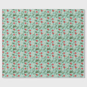 クリスマスグリーン赤フローラルパターン ラッピングペーパー (フラット)