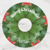 クリスマスグリーン赤フローラ追加の名前と文字 ワイングラスタグ (裏面)