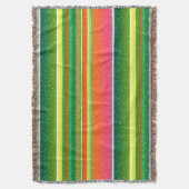 クリスマスグリーン赤芸術的クリエイティブストライプの スローブランケット (正面縦)