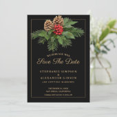 クリスマスグリーン金ゴールドオンブラックホリデー結婚ズ セーブザデート (スタンド正面)