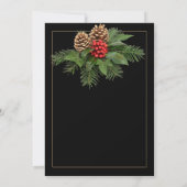 クリスマスグリーン金ゴールドオンブラックホリデー結婚ズ セーブザデート (裏面)