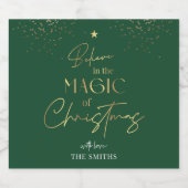 クリスマスグリーン金ゴールドグリッターモダンエレガント リキュールボトルラベル (シングルラベル)