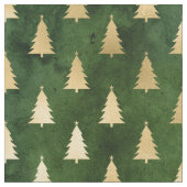 クリスマスグリーン金ゴールドツリー ファブリック (クローズアップ)