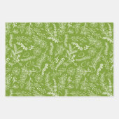 クリスマスグリーン金ゴールドブラックウィンターボタニカル ラッピングペーパーシート (正面)