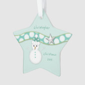 クリスマスグリーン雪だるまの孫信じ（孫） オーナメント (正面)