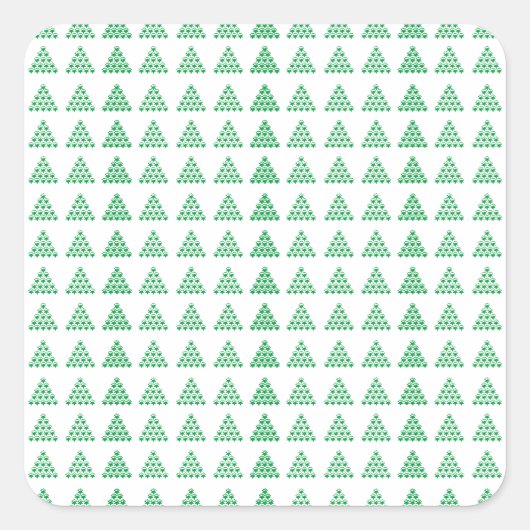 クリスマスグリーン雪の結晶が木々、白 スクエアシール (正面)