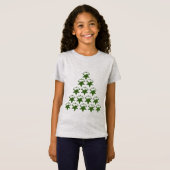 クリスマスグリーン雪スターズツリー Tシャツ (正面フル)