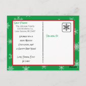 クリスマスグリーン雪片ファミリーフォトカード ポストカード (裏面)