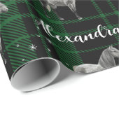 クリスマスグリーン馬乗パーソナライズされた馬 ラッピングペーパー (ロールコーナー)