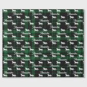 クリスマスグリーン馬乗パーソナライズされた馬 ラッピングペーパー (フラット)