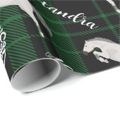 クリスマスグリーン馬乗パーソナライズされた馬 ラッピングペーパー (ロールコーナー)