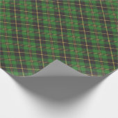 クリスマスグリーン黒金ゴールド格子模様クラシック ラッピングペーパー (角)