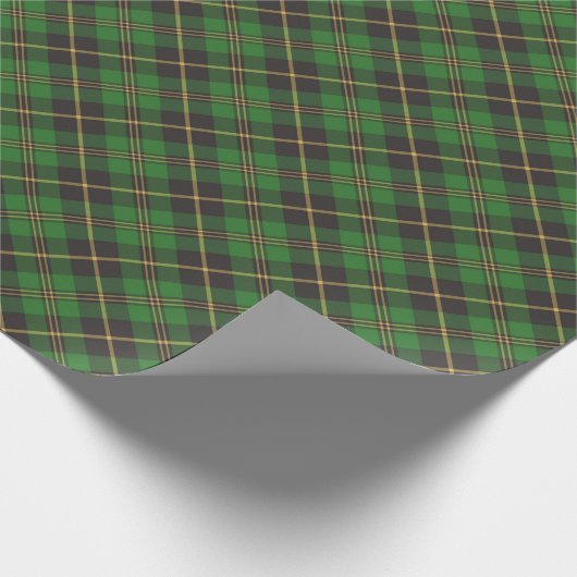 クリスマスグリーン黒金ゴールド格子模様クラシック ラッピングペーパー (角)