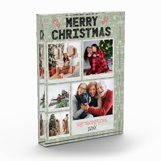 クリスマスグリーン5枚写真ファミリーXmas フォトブロック (左)