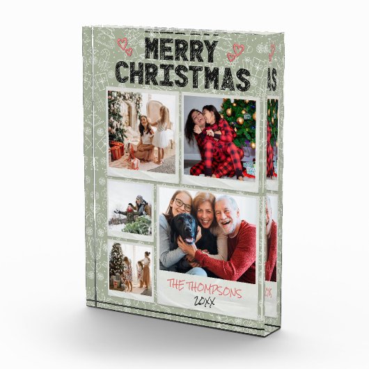 クリスマスグリーン5枚写真ファミリーXmas フォトブロック (右)