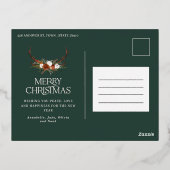 クリスマスグリーン エレガント ミニマル モダン タイポグラフィ 箔シーズンポストカード (裏面)
