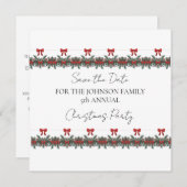 クリスマスグリーン ガーランド レッド ロウズ ゴールド アクセント 招待状 (正面/裏面)