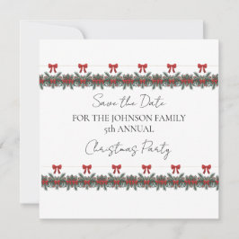 クリスマスグリーン ガーランド レッド ロウズ ゴールド アクセント 招待状