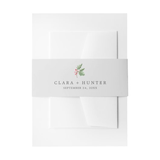 クリスマスグリーン |グレー招待状用帯 招待状ベリーバンド (正面例)