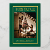 クリスマスグリーン&ゴールドシンプルモダン写真 箔シーズンカード (正面)