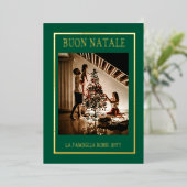 クリスマスグリーン&ゴールドシンプルモダン写真 箔シーズンカード (立ち正面)