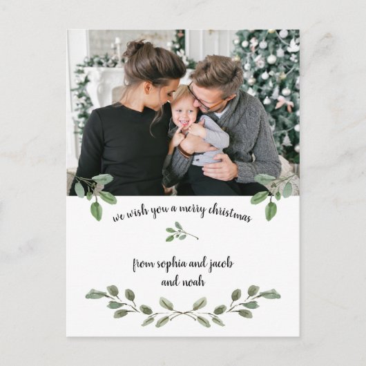 クリスマスグリーン | シンプル水彩写真2 シーズンポストカード (正面)