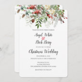 クリスマスグリーン/スノーフレーク/ホリデーウェディングアナウンス 案内状 (正面/裏面)
