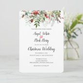 クリスマスグリーン/スノーフレーク/ホリデーウェディングアナウンス 案内状 (スタンド正面)