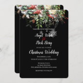 クリスマスグリーン/スノーフレーク/ホリデーウェディング 案内状 (正面/裏面)