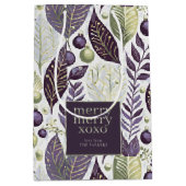 クリスマスグリーン パープル クリスマス メリー パターン#21 ID1009 ミディアムペーパーバッグ (正面)