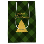 クリスマスグリーン&ブラックバッファロープレイドクリスマスツリー ミディアムペーパーバッグ (裏面)