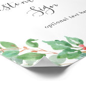 クリスマスグリーン&ベリーリースカスタム文字サイン ポスター (角)