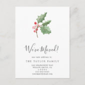 クリスマスグリーン&ベリー引っ越しました移動 案内ポストカード (正面)