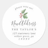 クリスマスグリーン&ベリー新しい住所エンベロープ ラウンドシール (正面)