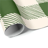 クリスマスグリーン&ベージュ色ワイドプレイドホリデーシンプル ラッピングペーパー (ロールコーナー)