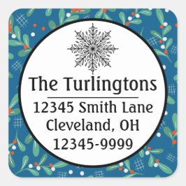 クリスマスグリーン（ホリーベリー付きブルーレッドホワイト） スクエアシール