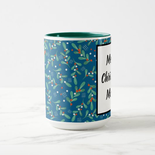 クリスマスグリーン(ホリーベリー付きブルーレッドホワイト) マグカップ (中央)