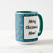 クリスマスグリーン(ホリーベリー付きブルーレッドホワイト) マグカップ (正面右)
