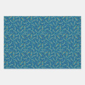 クリスマスグリーン（ホリーベリー付きブルーレッドホワイト） ラッピングペーパーシート (正面2)