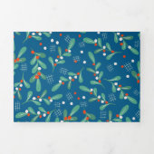 クリスマスグリーン(ホリーベリー付きブルーレッドホワイト) 三つ折りクリスマスカード (カバー)