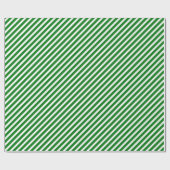 クリスマスグリーン&ホワイト斜めキャンディーケインストライプ ラッピングペーパー (フラット)