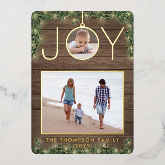 クリスマスグリーン&ライト2フォトジョイオーナメント 箔シーズンカード (正面)
