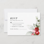 クリスマスグリーン&レッドベリーウェディングRSVP 出欠カード (正面)